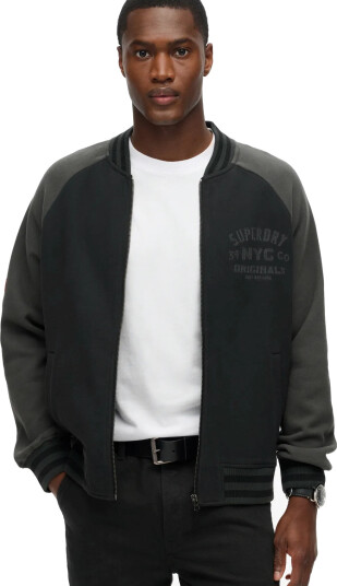 Superdry College Graphic Jersey Bomber   Black   XXL