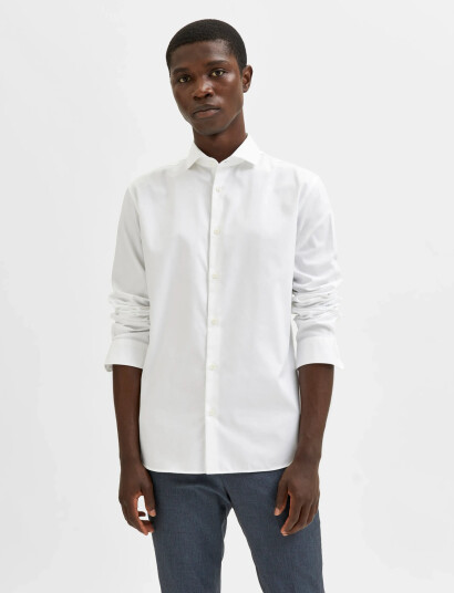 Selected Slhslim-Ethan Shirt Ls Cut Away Noos - White - XXL Selected Slhslim-Ethan Shirt Ls Cut Away Noos - White - XXL