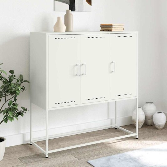  Highboard hvit 100,5x39x107 cm stål