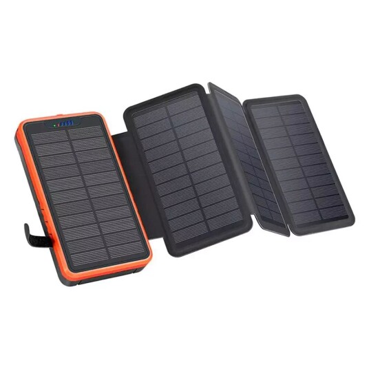 Lippa Sammenleggbar Solar PowerBank 10000 mAh 10,5W 2 x USB-A m. Lys - Svart / Oransje Lippa Sammenleggbar Solar PowerBank 10000 mAh 10,5W 2 x USB-A m. Lys - Svart / Oransje