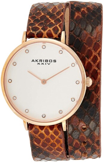 Akribos XXIV Dameklokke AK923RGBR Sølvfarget/Lær Ø35 mm Akribos XXIV Dameklokke AK923RGBR Sølvfarget/Lær Ø35 mm