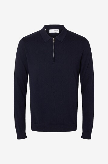 Selected Homme Genser slhBerg LS Half Zip Polo Blå Selected Homme Genser slhBerg LS Half Zip Polo Blå