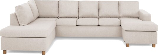 Crazy 5 seters Venstrevendt U formet Sofa med Divan og Sjeselong i Stoff Beige