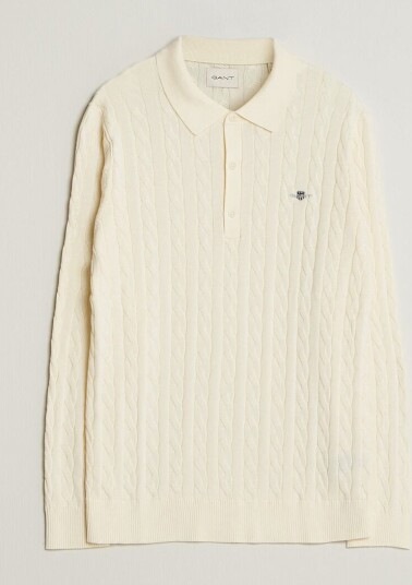 Gant Cotton Cable Polo Cream