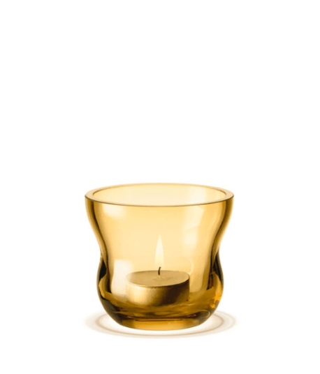 Holmegaard Calabas Telyslykt 7,5 cm Ravgul Glass