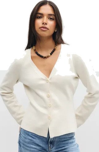 Vero Moda Hvit Vmmille Ls V Neck Cardigan Noos