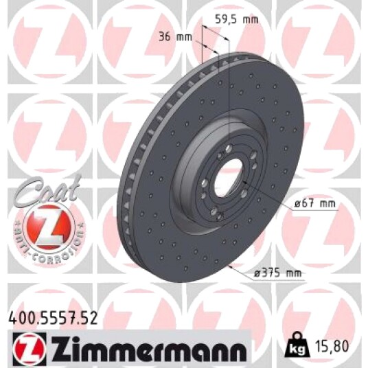 Bremseskive ZIMMERMANN 400.5557.52