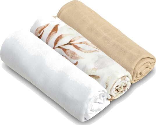 Sensillo Musselinkluter 70x80 cm Beige 3-Pakning