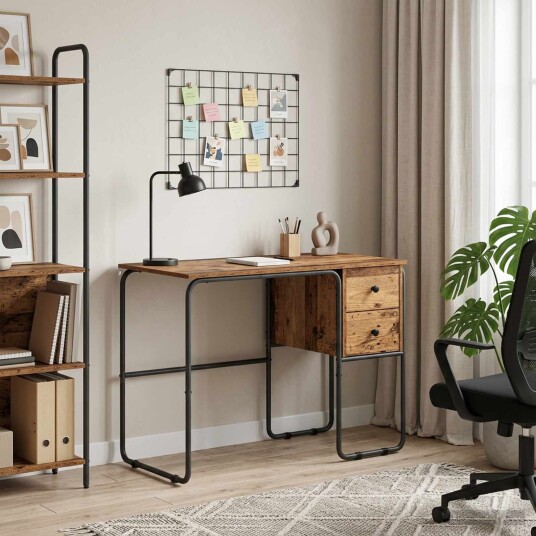 vidaXL Skrivebord med lagring Eiketre 100 x 50 x 75 cm