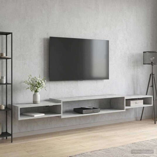 vidaXL Vegghengt TV-skap Veggmontert Betonggrå 220 x 28 x 21 cm