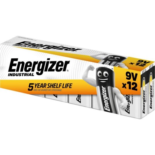 Energizer 9V Alkalisk Industrial Batteri 12-pakning (6LR61) - Maks 625 mAh