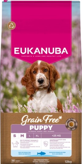 Eukanuba Tørrfôr Puppy Grain Free Small & Medium Breed Sparepakke Havfisk 2 X 12 kg Eukanuba Tørrfôr Puppy Grain Free Small & Medium Breed Sparepakke Havfisk 2 X 12 kg
