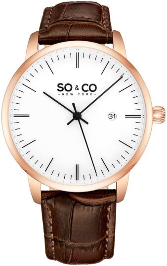 So & Co New York Herreklokke 5521.7 Madison Hvit/Lær Ø40 mm