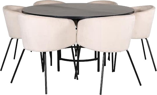 Spisegruppe furniture/fashion Copenhagen Ø140 cm med 6 Berit Stoler