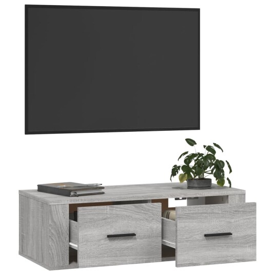 vidaXL Hengende TV-benk grå sonoma 80x36x25 cm konstruert tre