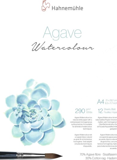 Hahnemühle Agave Akvarellpapir A4 290 g 12 Ark