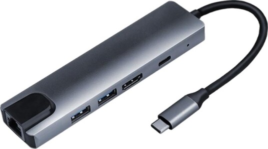USB C Hub 5 port grå