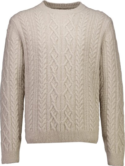 Bison O Neck Cable Knit SAND MEL XL Bison O Neck Cable Knit SAND MEL XL