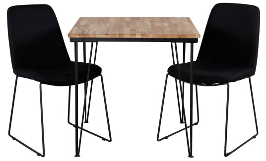 Venture Design Bali & Muce spisegruppe Natur/svart 2 st stoler bord 80 x cm