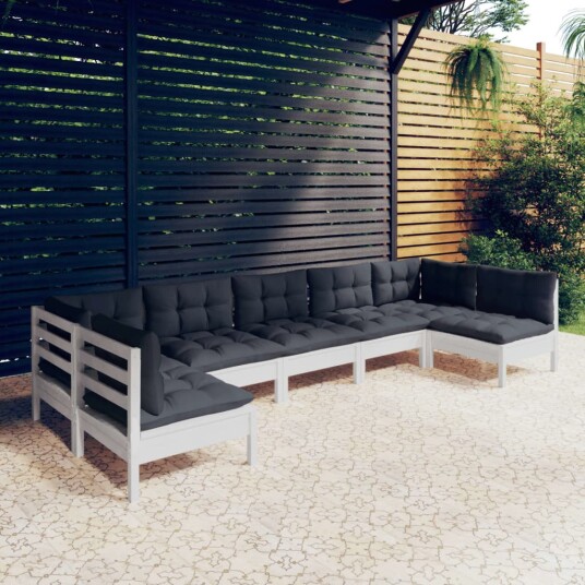 Hagesofagruppe med puter 7 deler hvit heltre furu 3097164