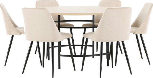 Spisegruppe Venture Home Copenhagen Ø140 cm med 6st Night Spisestoler