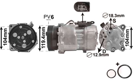 AC-kompressor VAN WEZEL 1800K321 AC-kompressor VAN WEZEL 1800K321
