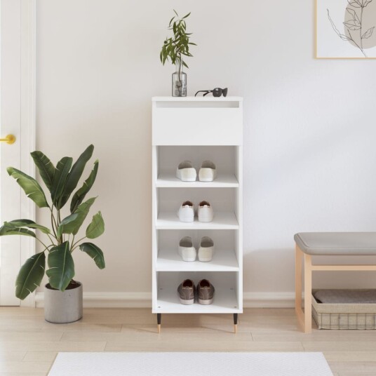 Skoskap høyglans hvit 40x36x105 cm konstruert tre 8721012114937