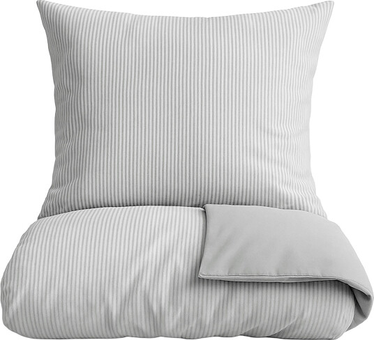 Omhu Økologisk Sengesæt Mini Strib Grey 140X220CM 60X63CM