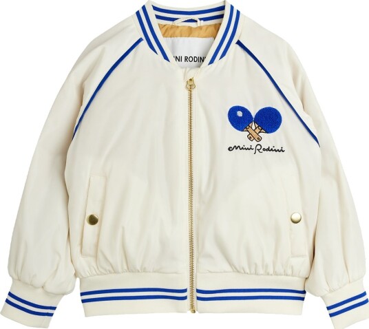Mini Rodini Table Tennis Team Baseball Jacket   White   140/146
