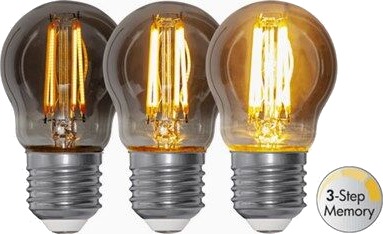 Star Trading LED-lampe E27 G45 Soft Glow Smoke 3-trinns minne