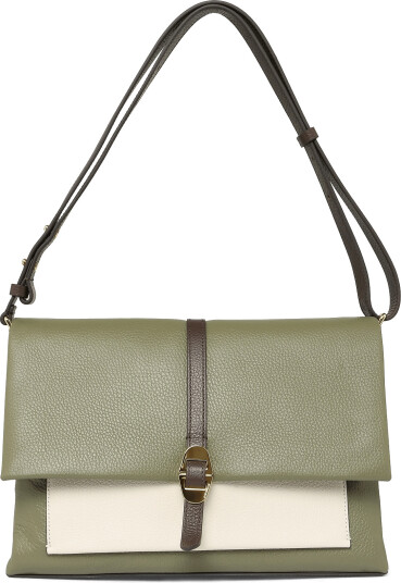 Coccinelle Dorian Tricolor Shoulder Bag   Khaki green   ONE SIZE