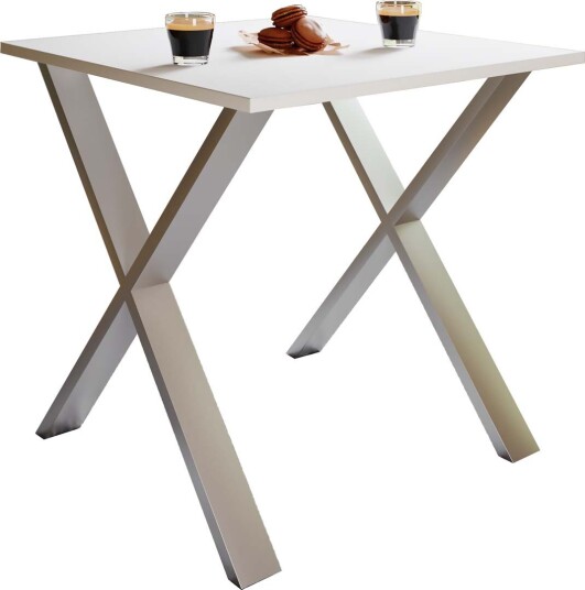 XonaX spisebord 80x80cm hvit, sølvfarget.