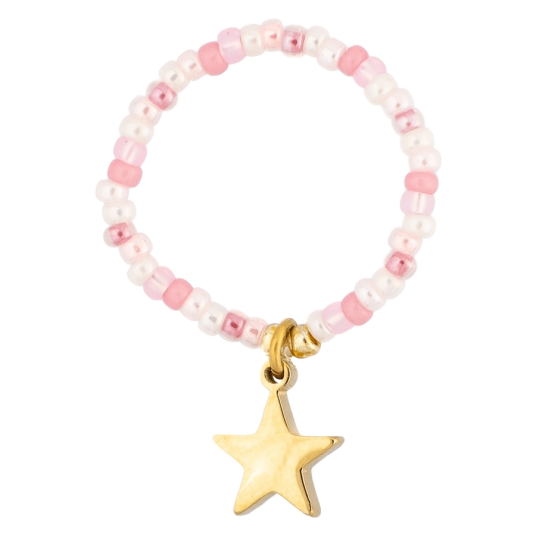 DARK Glass Bead Ring Charm Light Rose Mix Star Charm 2mm
