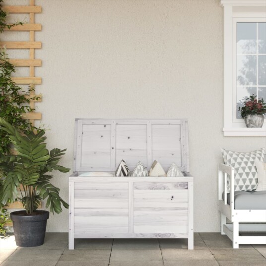 vidaXL Putekasse hvit 99x49,5x58,5 cm heltre gran