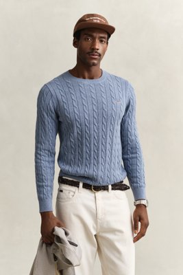 Gant Cotton Cable C Neck Blue XL Gant Cotton Cable C Neck Blue XL
