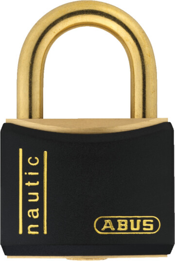 HENGELÅS T84MB/40 MARINE 6 40mm MESSINGLÅS m/SORT PLAST SV ABUS