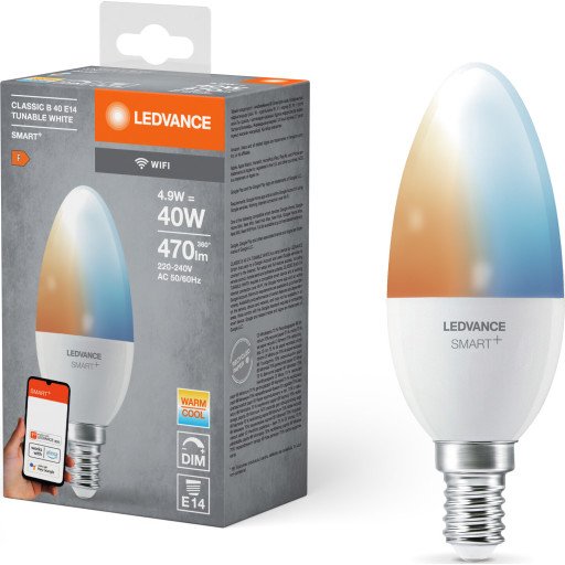 Ledvance Smart+ Led-Lyspære Form: B40 Mattslipt Finish E14 4.9 W Ekvivalent 40 Klasse F Avstembar Hvit 2700-6500 K