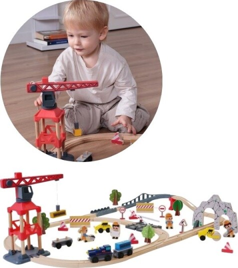 Edufun Togbane Med Kran Og Tilbehør I Tre