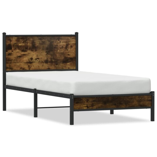 Sengeramme i metall uten madrass røkt eik 90x200 cm 8721102953941