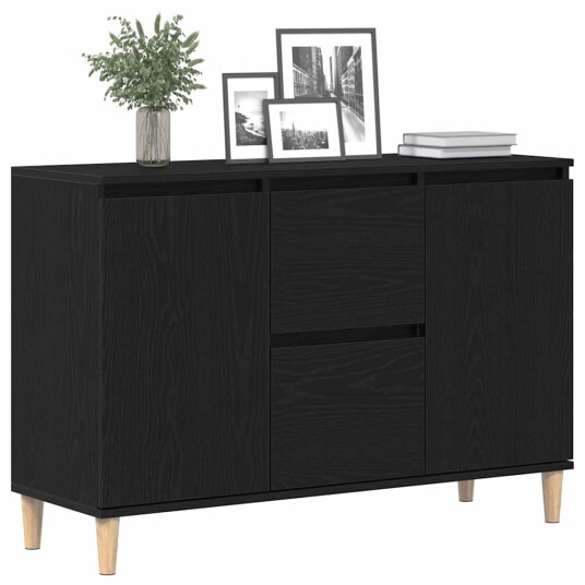 Serviesskap med skuff Svart 101 x 35 x 60 cm Konstruert tre