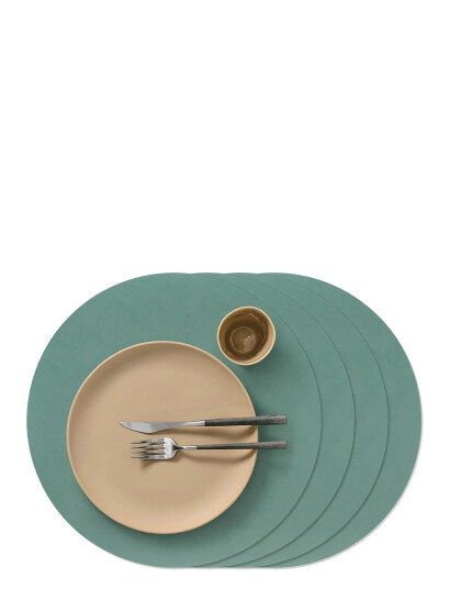 LIND DNA 4-Set Dækkeserviet Circle L Nupo - Khaki green - D:38CM