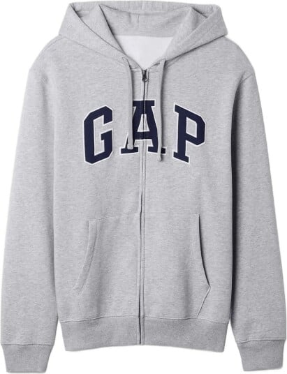 GAP Adult Vintagesoft Arch Logo Zip Hoodie   Grey   L