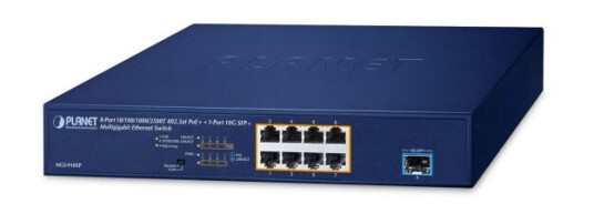 Planet Mgs-910Xp, Uhåndtert, 2.5G Ethernet (100/1000/2500), Full Tosidig, Strøm Over Ethernet (Poe), Rack-Montering