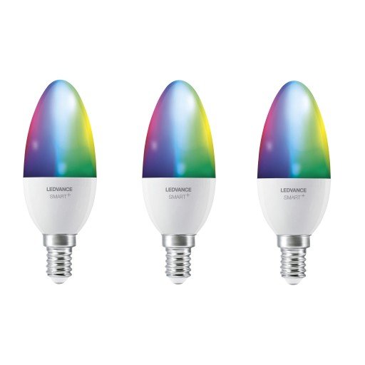 Ledvance Smart+ lyskilde, kerte, 5W, RGBW, E14, WiFi, matt, 3 stk. Ledvance Smart+ lyskilde, kerte, 5W, RGBW, E14, WiFi, matt, 3 stk.