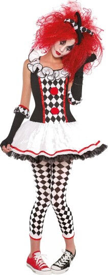 Harlequin Klovn Barn Kostyme - Large