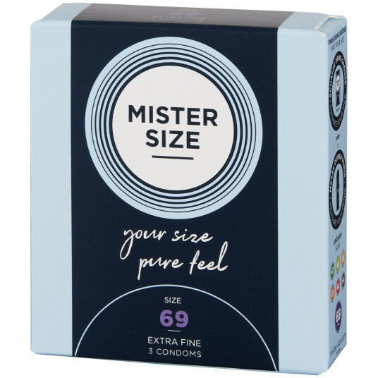 Mister Size PureFeel Kondomer 3 stk      - Klar - 69 mm