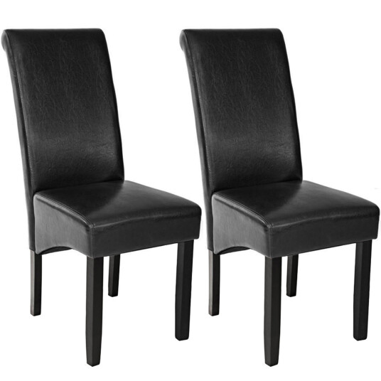 tectake 2 spisestuestoler ergonomisk - svart
