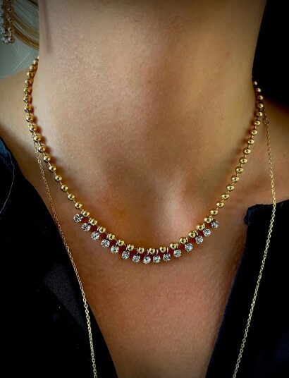 Bud to rose Ice Ballchain Necklace Gold Gold Bud to rose Ice Ballchain Necklace Gold Gold