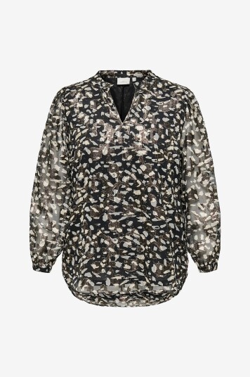 Only Carmakoma Bluse carMaliko L/S V neck Top Svart