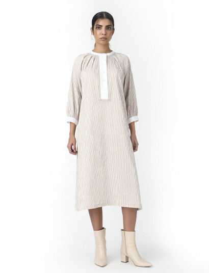 Naja Lauf Danielle Dress Uneven Stripe Beige 34 Naja Lauf Danielle Dress Uneven Stripe Beige 34